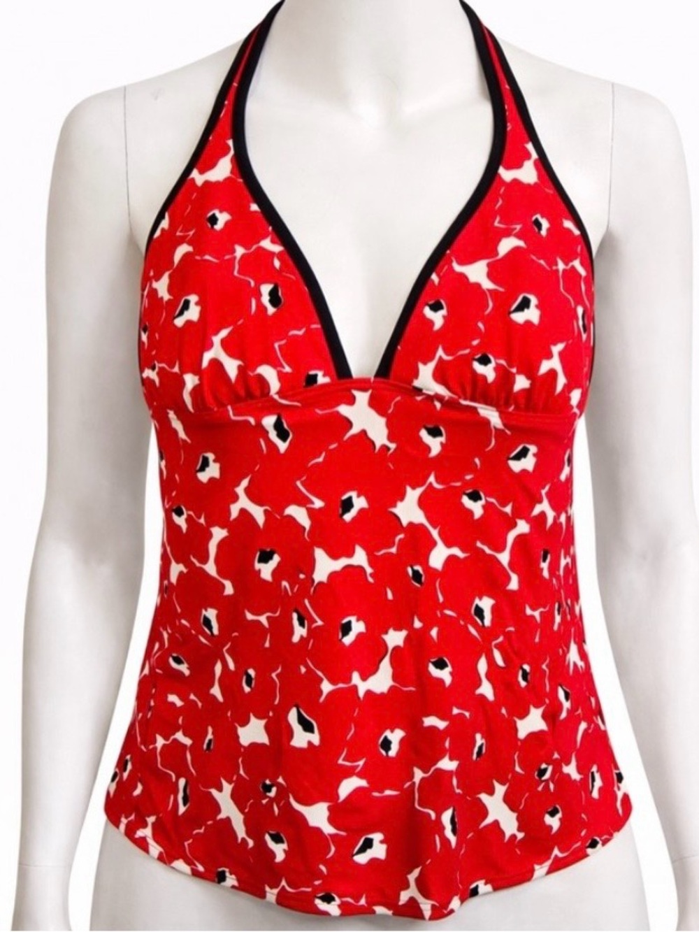 Victoria’s Secret Red Floral Halter Tankini Top Large Swim Top Only Padded